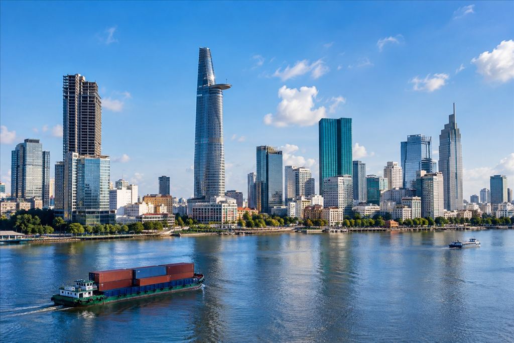 Illustrative ho chi minh city skyline